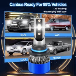 Roadsun Car LED Headlight Bulbs 120W 22000LM CANBUS Super Bright 9005/HB3 High/Low Beam LED Car Headlamps 6000K DC12V 3570 CSP Chips Auto Light Bulbs Universal Fit For Car Motors