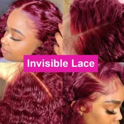 13x4 Lace Front 99j Burgundy Deep Curly Short Bob Wigs 250% Density Red Colored Wigs 99j Deep Wave Human Hair Wigs For Women 10 16 Inch