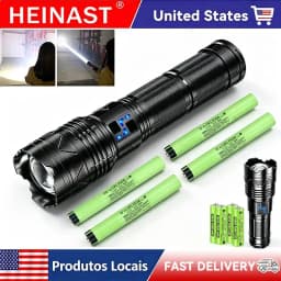 Rechargeable White light Flashlight, Telescopic Zoom Tactical Torch with Power Bank Function, Digital Power Display, 5 Light Modes Bright Handheld Flashlight for Camping Hiking Emergency Outdoor