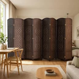 Folding Room Divider, Rattan Woven Privacy Screen, 4 or 8 Panels, Hinged Freestanding Room Divider, 6Ft Tall Bedroom Partition