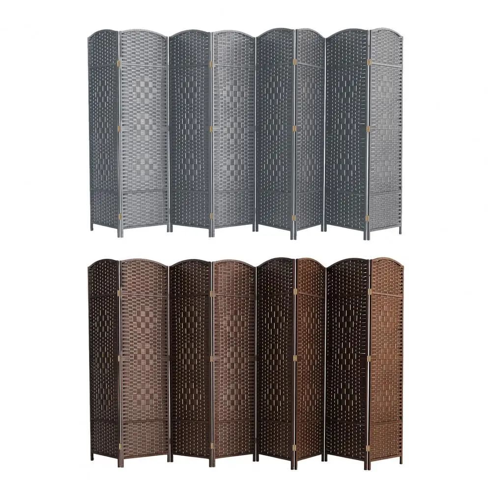 Folding Room Divider, Rattan Woven Privacy Screen, 4 or 8 Panels, Hinged Freestanding Room Divider, 6Ft Tall Bedroom Partition