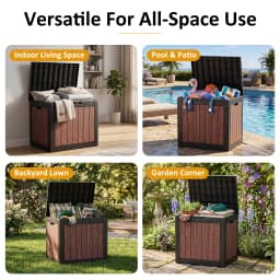 33 Gallon Outdoor Deck Storage Box, Resin Weather‑Resistant Storage Container, Multipurpose Patio Storage Chest for Cushions, Tools and Pool Supplies