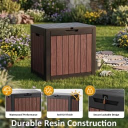 33 Gallon Outdoor Deck Storage Box, Resin Weather‑Resistant Storage Container, Multipurpose Patio Storage Chest for Cushions, Tools and Pool Supplies