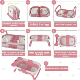 Newborn Collapsible Baby Bathtub Portable Travel Tub with Thermometer And Soft Floating Cushion Drain Hole Baby Tubs