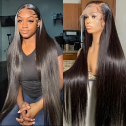 200 Density 13x6 Transparent Bone Straight 26 34 Inches Lace Front Human Hair Wigs Brazilian Frontal Wigs For Women