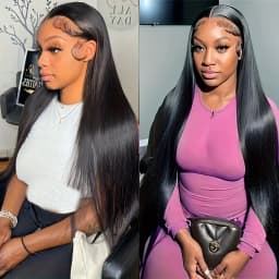 200 Density 13x6 Transparent Bone Straight 26 34 Inches Lace Front Human Hair Wigs Brazilian Frontal Wigs For Women