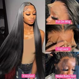 200 Density 13x6 Transparent Bone Straight 26 34 Inches Lace Front Human Hair Wigs Brazilian Frontal Wigs For Women