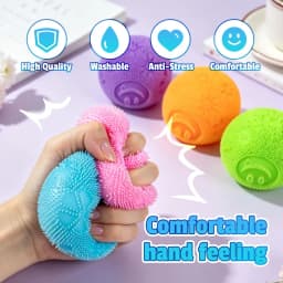 Fuzz Ball Squishy Stress Ball, Soft Tactile Fidget Toy for Anxiety & Stress Relief, Sensory Calming Grip Squishy Ball for Kids Adults, Fun Christmas Gift, Party Favor & Student Prize