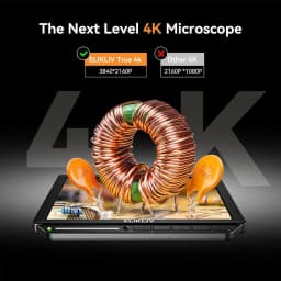 Elikliv EM4K 4K Digital Microscope for Electronics Soldering 8" 52MP HDMI Soldering Microscopes 2000X for PCB Inspection Repair with 10" Stand Grid Line Adjustable LED Lights