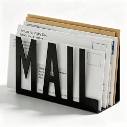 Modern Aesthetic Black Metal Hollow MAIL Letter Holder, Desktop Mail Sorting File Organizer, Office Envelope Document Storage Minimalist Decor
