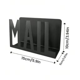 Modern Aesthetic Black Metal Hollow MAIL Letter Holder, Desktop Mail Sorting File Organizer, Office Envelope Document Storage Minimalist Decor