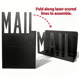 Modern Aesthetic Black Metal Hollow MAIL Letter Holder, Desktop Mail Sorting File Organizer, Office Envelope Document Storage Minimalist Decor