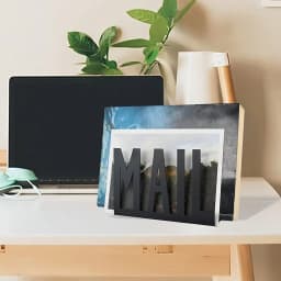 Modern Aesthetic Black Metal Hollow MAIL Letter Holder, Desktop Mail Sorting File Organizer, Office Envelope Document Storage Minimalist Decor