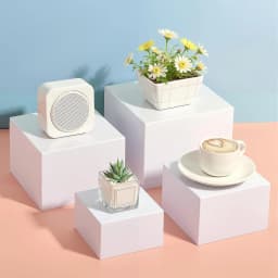 White Acrylic Dessert Display Box Stand, 4PCS Nestable Riser Boxes for Party Cake Food Cupcake Decor
