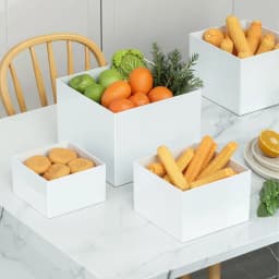 White Acrylic Dessert Display Box Stand, 4PCS Nestable Riser Boxes for Party Cake Food Cupcake Decor