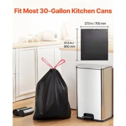 50pcs/set Ultra-thick and Durable 30-gallon Drawstring Garbage Bags, Recyclable Kitchen Trash Cans, Household Essentials
