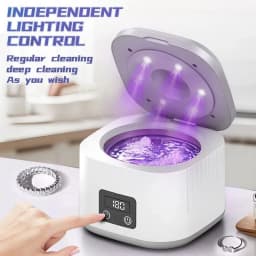 USB Rechargeable 50KHZ Ultrasonic Braces Cleaning Machine Multi-Function Invisible Retainer Denture Cleaner for Oral Care