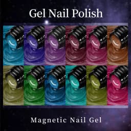 Ovanlee 6-Color Magnetic Cat Eye Gel Nail Polish Set – 8ml UV/LED Soak-Off Polish, Double Light Shimmer & 3D Galaxy Effect for Stunning DIY Nail Art (Magnet Tool Not Included)