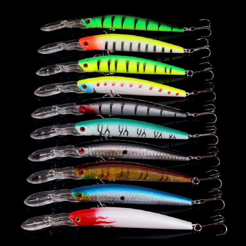 10pcs Minnow Deep Fishing Lure Hard Bait Artificial Bait 14.5cm 14.5g