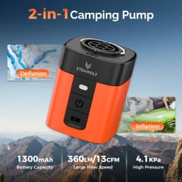 ETENWOLF AIR 3se Outdoor Air Pump Portable Inflator/Deflater for Sleeping Mats, Pool Floats, Camping Mats, Inflatable Pillows