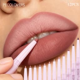 12PCS/SET Matte Lip Liner Set, Creamy Long-Wear Lip Pencil, 12 Rich Buildable Colors, Smooth Application, Ideal for Lipstick Base and Contouring, Travel-Friendly Lip Makeup Essentials