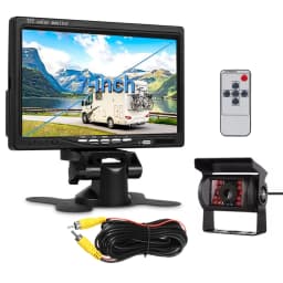 iPoster 7 Inch TFT LCD Screen Car Rear View Monitor With Reversing Camera Backup Night Vision 120 Degree View Angle 10m Av Cable For 10m Truck Rv Van Trailer SUV Semi Truck