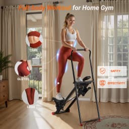 MERACH Stair Stepper with Handlebar for Home Use Foldable Low Impact Stair Climber Machine 300 lbs Capacity Full Body Workout Adjustable Resistance LCD Monitor Vertical Fitness Stepper for Seniors Women & Small Spaces