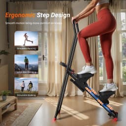 MERACH Stair Stepper with Handlebar for Home Use Foldable Low Impact Stair Climber Machine 300 lbs Capacity Full Body Workout Adjustable Resistance LCD Monitor Vertical Fitness Stepper for Seniors Women & Small Spaces