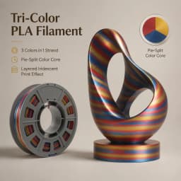 300g Tri-Color PLA Filament 1.75mm 3D Printer Filament Red Gold Blue Multi Color Gradient Shiny Glossy Mini Spool Easy Printing