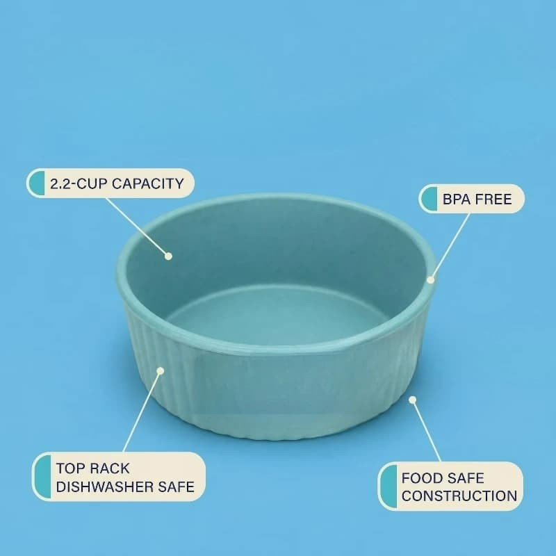 Small 2.2-Cup Pet Bowl, Teal,Measures 5.5 in x 5.5 in x 2 in for a compact footprint in your feeding area.