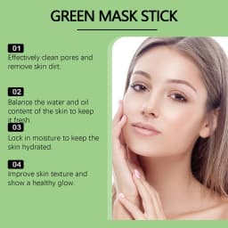 2PCS Green Tea Cleansing Mask Stick,10 Minute Instant Skin Renewal,100% Plant‑Derived&Kaolin+Bentonite for Deep Absorption&Tea Extract:Oil‑Control,Antioxidant & Balancing,Mica for Brightening & Soft Skin,Portable Twist Up Stick Design