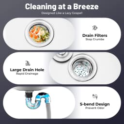 Free Standing Sink with Operation Countertop and Bottom Shelf, Massive Capacity Kitchen Single Bowl Sink 360° Rotatable Faucet