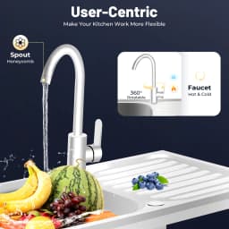 Free Standing Sink with Operation Countertop and Bottom Shelf, Massive Capacity Kitchen Single Bowl Sink 360° Rotatable Faucet