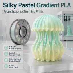Silk Emerald Gradient PLA 3D Printer Filament, 1.75mm, 300g Spool, Multi-Color Transition Shiny FDM Printing Material