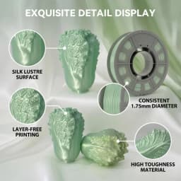 Silk Emerald Gradient PLA 3D Printer Filament, 1.75mm, 300g Spool, Multi-Color Transition Shiny FDM Printing Material