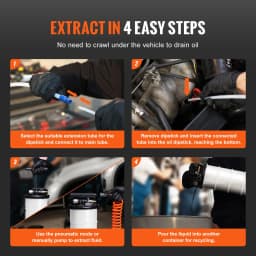 Fluid Extractor, 1.74 Gallons (6.5 Liters), Pneumatic/Manual Oil Changer Vacuum Fluid Extractor with Dipstick and Suction Hose,