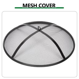 30 Inch Round Outdoor Wood Burning Fire Pit, Heavy Duty Wrought Iron Firepit with Hinged Spark Screen Lid & Lift Ring, Decorative Elk Cutout Patio Fire Pit for Backyard, Garden, Lawn and Camping, Black