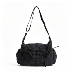 Women's Grid Pattern Crossbody Bag, Casual Large Capacity Shoulder Bag with Adjustable Strap & Side Pockets, Bow Decor Hard Bottom Lightweight Hobo Handbag for Daily Commute Shopping Travel