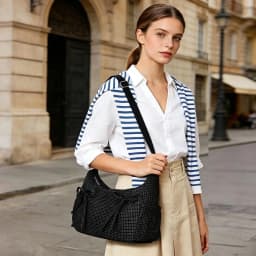 Women's Grid Pattern Crossbody Bag, Casual Large Capacity Shoulder Bag with Adjustable Strap & Side Pockets, Bow Decor Hard Bottom Lightweight Hobo Handbag for Daily Commute Shopping Travel
