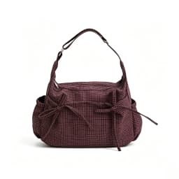 Women's Grid Pattern Crossbody Bag, Casual Large Capacity Shoulder Bag with Adjustable Strap & Side Pockets, Bow Decor Hard Bottom Lightweight Hobo Handbag for Daily Commute Shopping Travel