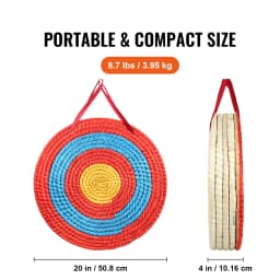 SucceBuy 20in Traditional Solid Straw Round Archery Target Shooting Bow Coloured Rope Target 3/5 Layer for Shooting Practice