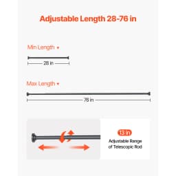 SucceBuy Shower Curtain Rod with Holders 28-76 In Adjustable Spring Tension Stainless Steel Telescoping Rod for Bathroom Closet