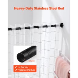 SucceBuy Shower Curtain Rod with Holders 28-76 In Adjustable Spring Tension Stainless Steel Telescoping Rod for Bathroom Closet