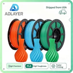 Adlayer PLA Filament 1.75mm,Orange+Blue+Green 3KG Spool,Dimensional Accuracy +/- 0.02mm Tangle-Free, Clog-Free,High Compatibility Easy Printing,Fit Most FDM 3D Printer