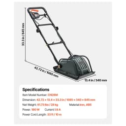 Electric Plate Compactor 5kN Force 3.9 in Depth, 3450 VPM Soil Compaction Machine 3304 sq.ft/h for Driveway Paver Landscaping