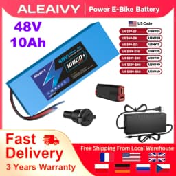Brand+ Genuine Aleaivy 48V 10Ah 18650 13S4P Li-ion Battery Pack With 2A Charger And 30A BMS For 250W~1000W 48v Bicycle/Scooter
