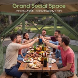 TCGBKAF 12x12FT Pop‑Up Gazebo with Mosquito Net, Heavy‑Duty Green Screen Tent One‑Click Setup Waterproof Sun Shelter Canopy Tent for Patio Backyard Camping Outdoor Events