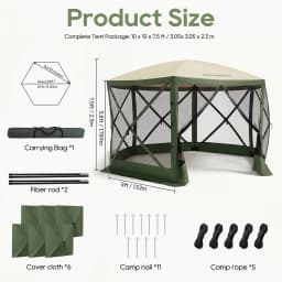 TCGBKAF 12x12FT Pop‑Up Gazebo with Mosquito Net, Heavy‑Duty Green Screen Tent One‑Click Setup Waterproof Sun Shelter Canopy Tent for Patio Backyard Camping Outdoor Events