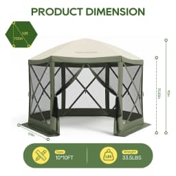 TCGBKAF 12x12FT Pop‑Up Gazebo with Mosquito Net, Heavy‑Duty Green Screen Tent One‑Click Setup Waterproof Sun Shelter Canopy Tent for Patio Backyard Camping Outdoor Events