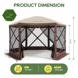 TCGBKAF 12x12FT Pop‑Up Gazebo with Mosquito Net, Heavy‑Duty Green Screen Tent One‑Click Setup Waterproof Sun Shelter Canopy Tent for Patio Backyard Camping Outdoor Events